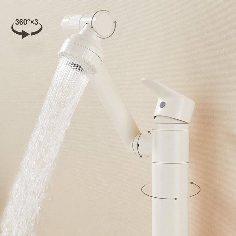 suppliers custom white 1080 degree swivel faucet for bathroom sink multi-purpose splash filter faucet single handle