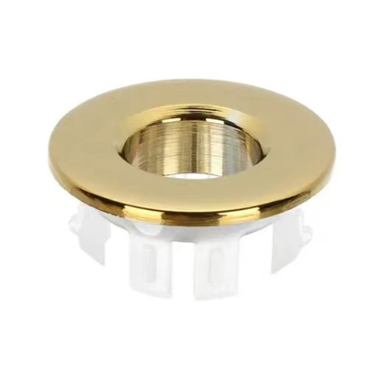 Replacement Brushed Brass Basin Overflow Cover Insert Hole Trim Cap Ring Gold