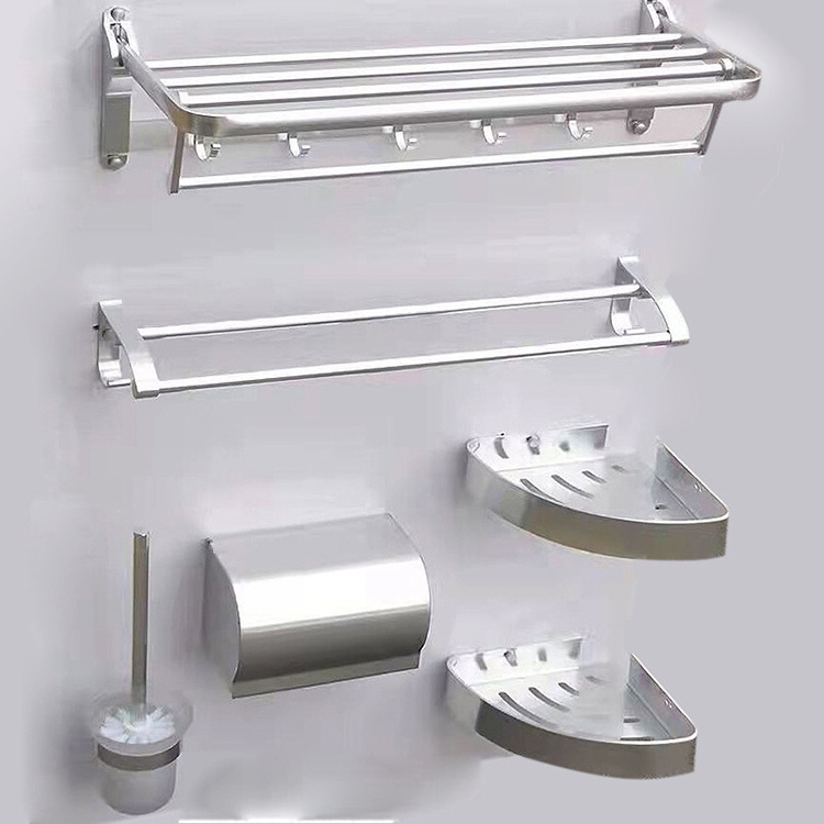 custom hotel bath towel rail 304 stainless steel silver bathroom tiered shower caddy shelf 5 pack towel shelf with hooks