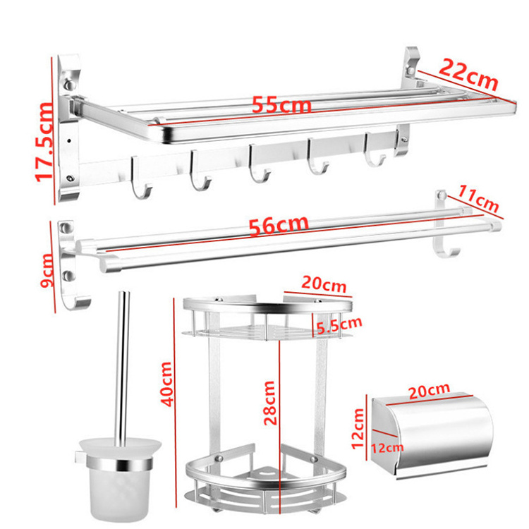 custom hotel bath towel rail 304 stainless steel silver bathroom tiered shower caddy shelf 5 pack towel shelf with hooks