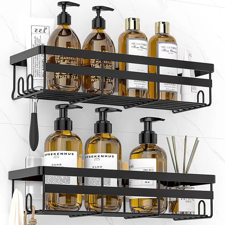 factory custom self adhesive black shower caddy shelf organizer rack no drilling shower shelf basket without drilling