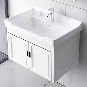 manufacturer custom luxury wall hung bathroom cabinet wash basin ceramic sink bathroom vanity cabinet sink set with counter top