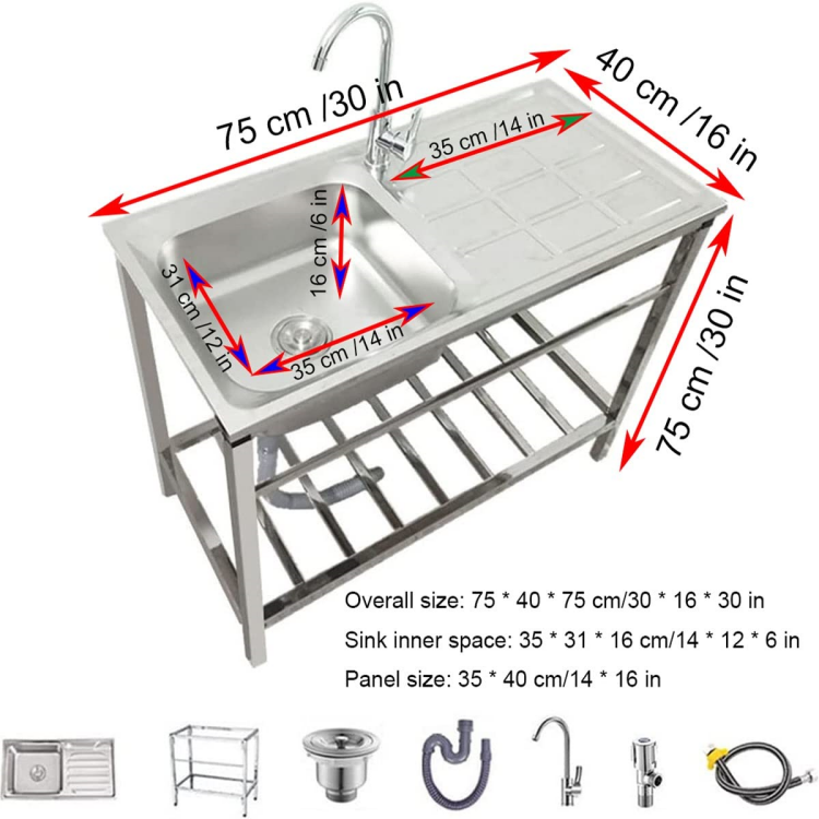 manufacturer custom portable free standing kitchen sink industrial commercial kitchen sink stainless steel with bracket