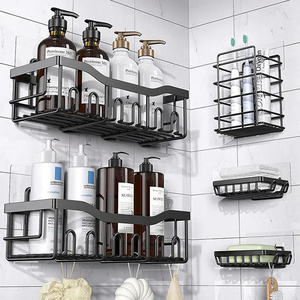 custom storage holder shower caddy 5 pack self adhesive shower shelf organizer rack wall bathroom shelves