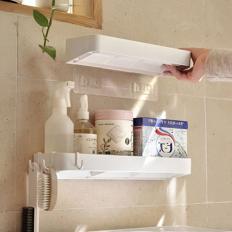 suppliers custom wall mounted shower hidden shelves organizer bathroom plastic white shower caddy corner floating shelf