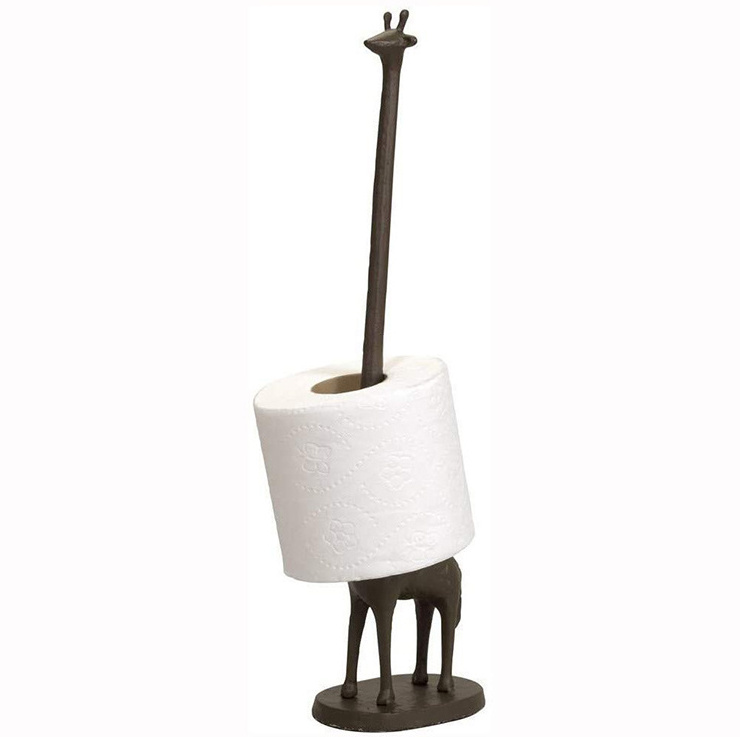 wholesale custom bathroom black animal paper holder metal toilet tissue rack standing toilet paper towel holder