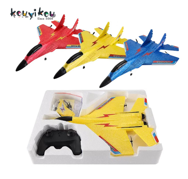 KYK New Desihn SU 35 2.4G Remote Control Airplane Glider Model Toy Foam EPP  Flying FighterJet RC Plane Kids Toy