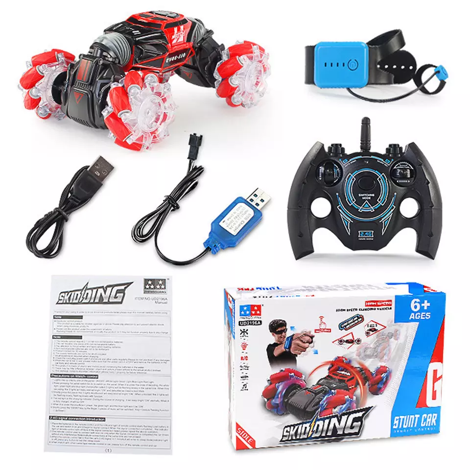 Kouyikou Hot Selling Wholesale 2.4G RC Torsion Stunt Car 360 Radio Control Electric Toy Double Side Drift Kids  RC Stunt Car Toy