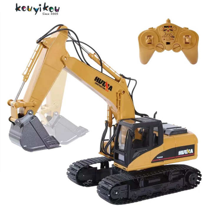 Kouyikou Factory Direct Sale Huina 1:16 Scale Driving RC Excavator Alloy Engineering Construction Digger Machine