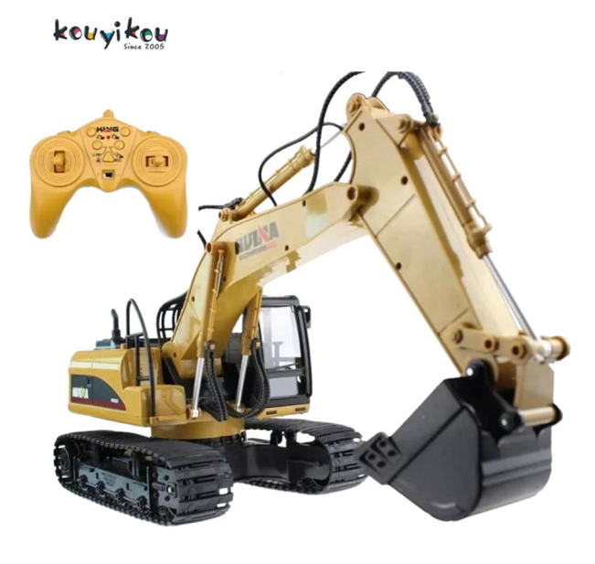 Kouyikou Factory Direct Sale Huina 1:16 Scale Driving RC Excavator Alloy Engineering Construction Digger Machine