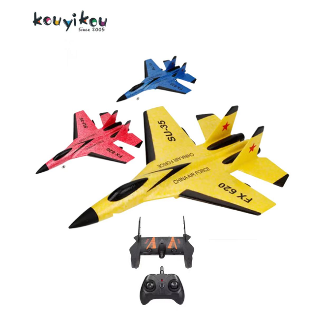 KYK New Desihn SU 35 2.4G Remote Control Airplane Glider Model Toy Foam EPP  Flying FighterJet RC Plane Kids Toy