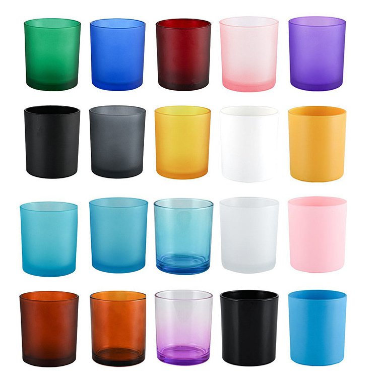 315ml Colored Custom Label Empty Glass Candle Jars For Candle Make With Metal Wood Bamboo Lid