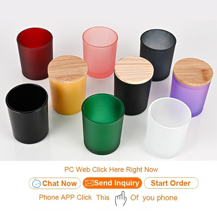 315ml Colored Custom Label Empty Glass Candle Jars For Candle Make With Metal Wood Bamboo Lid