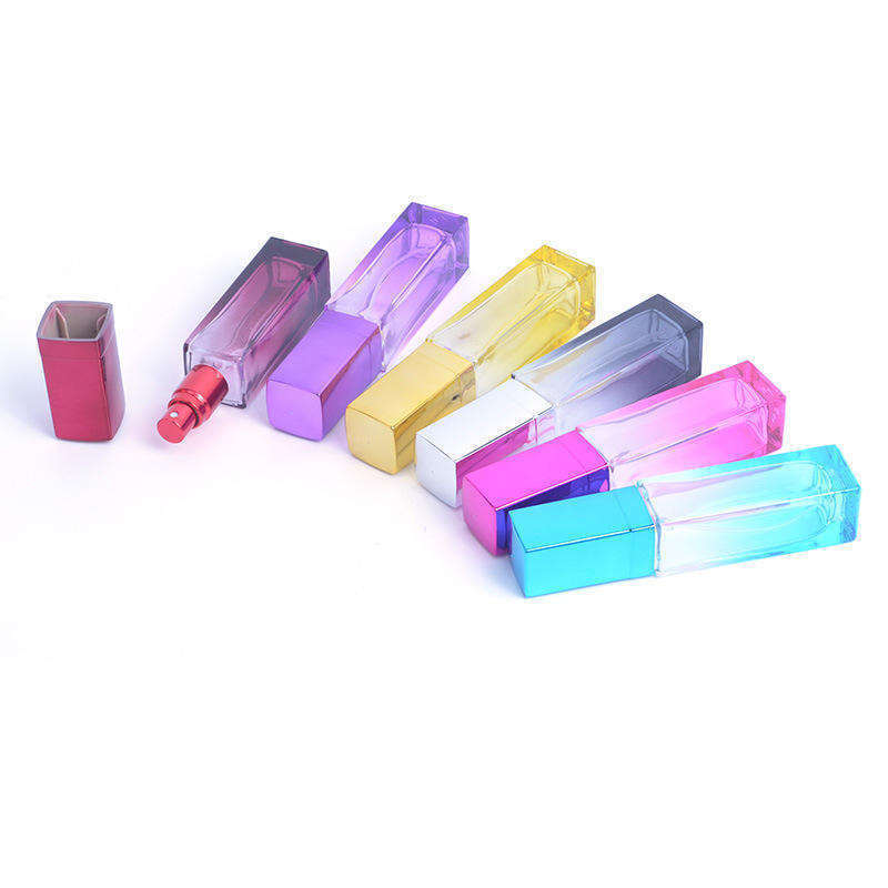 Travel Empty Custom Gradient Refillable Empty Glass Square 20ml Mini Perfume Glass Bottle With Spray Cap