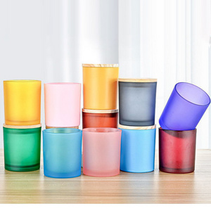 315ml Colored Custom Label Empty Glass Candle Jars For Candle Make With Metal Wood Bamboo Lid