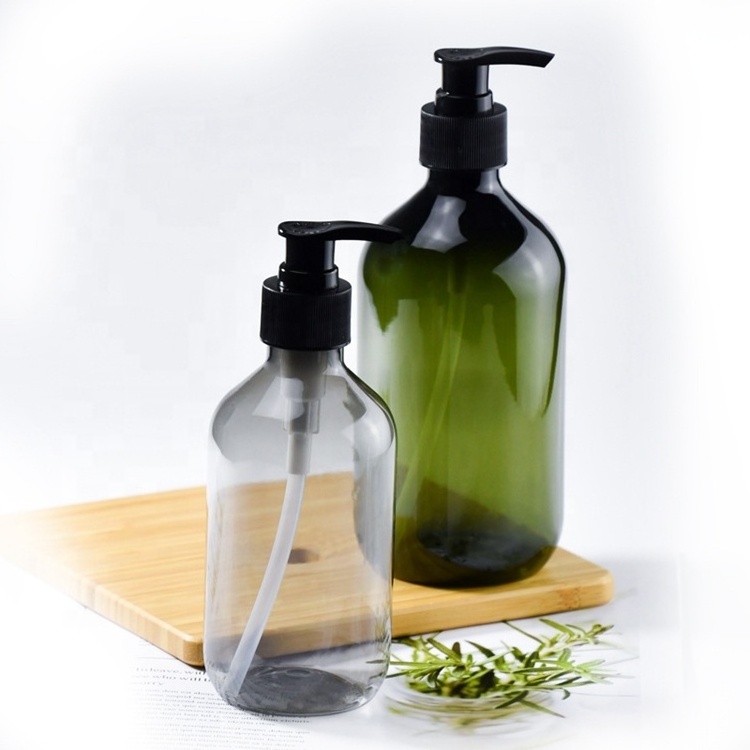 Wholesale Green Grey Transparent Empty 300ml Pp Pet Plastic Hair Oil Bottles Shampoo Bottle With Lotion Pump