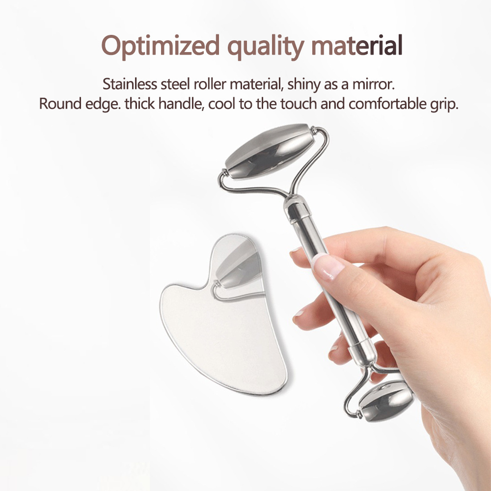 Stainless Steel Facial Lifting Massager Beauty Roller Tightening Face Gua Sha Scraper Anti-wringles Skin Care Tool