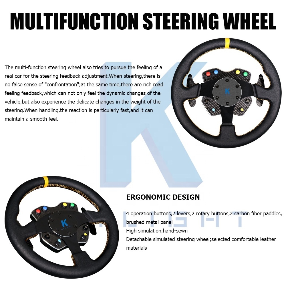 Customized carbon fiber steering wheel black leather with a quick release for Sim Racing control