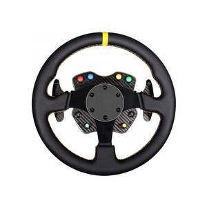 Customized carbon fiber steering wheel black leather with a quick release for Sim Racing control