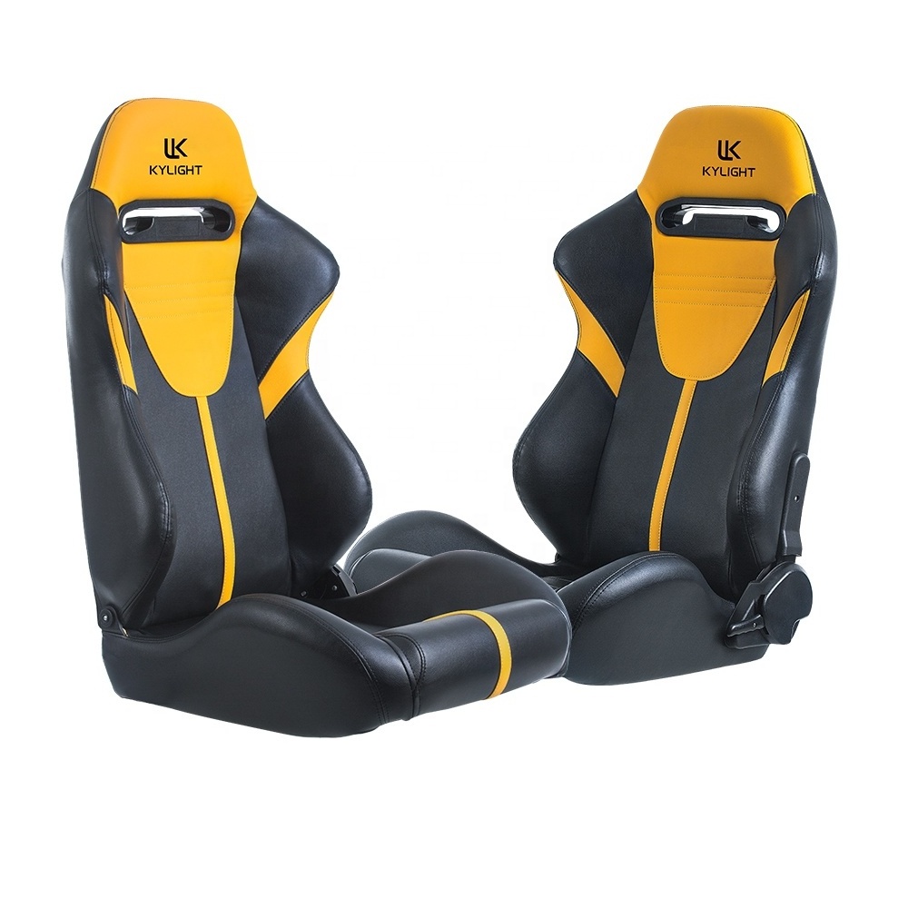 Racing Seat Pair Of Bucket Seats With Dual Lock Sliders for Front-Back Adjustment, PVC Leather