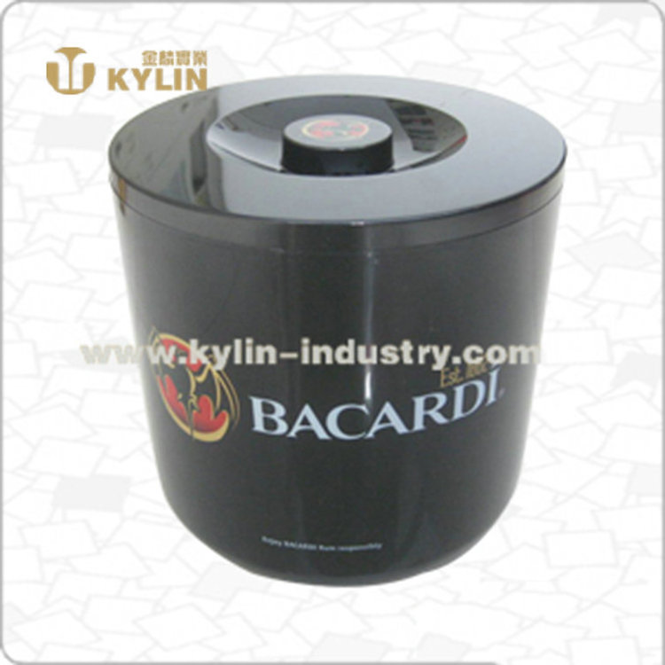 High quality black round plastic wall 4L 10L ice bucket with lid