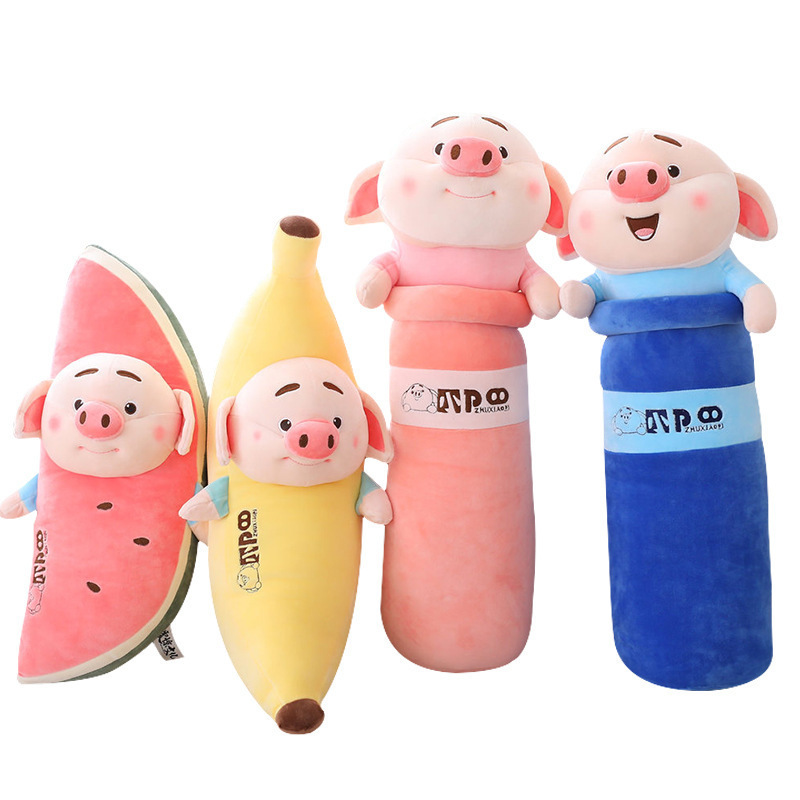 Wholesale Cute Cat Kitty Doll Long Strip Pillow Stuffed Plush Toy Children's Birthday Gift Doll Animal Giant Strawberry Pillow