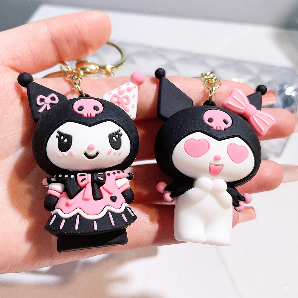 Cute Kuromi Melody Sanrio Keychain Kawaii Cartoon Frog Pudding Dog Penguin Women Bag Pendant Key Chain sanrio wholesale