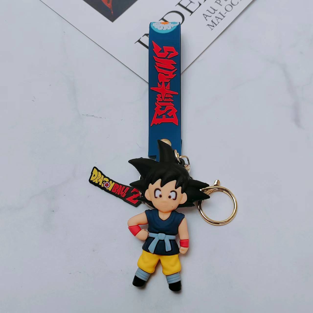 Wholesale Classic Anime Dbz Character Pvc Keyring Charm Pendant Cartoon Goku Rubber Wristband 3D Keychain for Bag Decoration