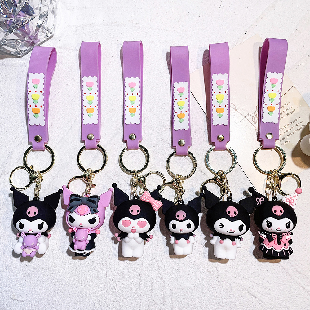 Cute Kuromi Melody Sanrio Keychain Kawaii Cartoon Frog Pudding Dog Penguin Women Bag Pendant Key Chain sanrio wholesale