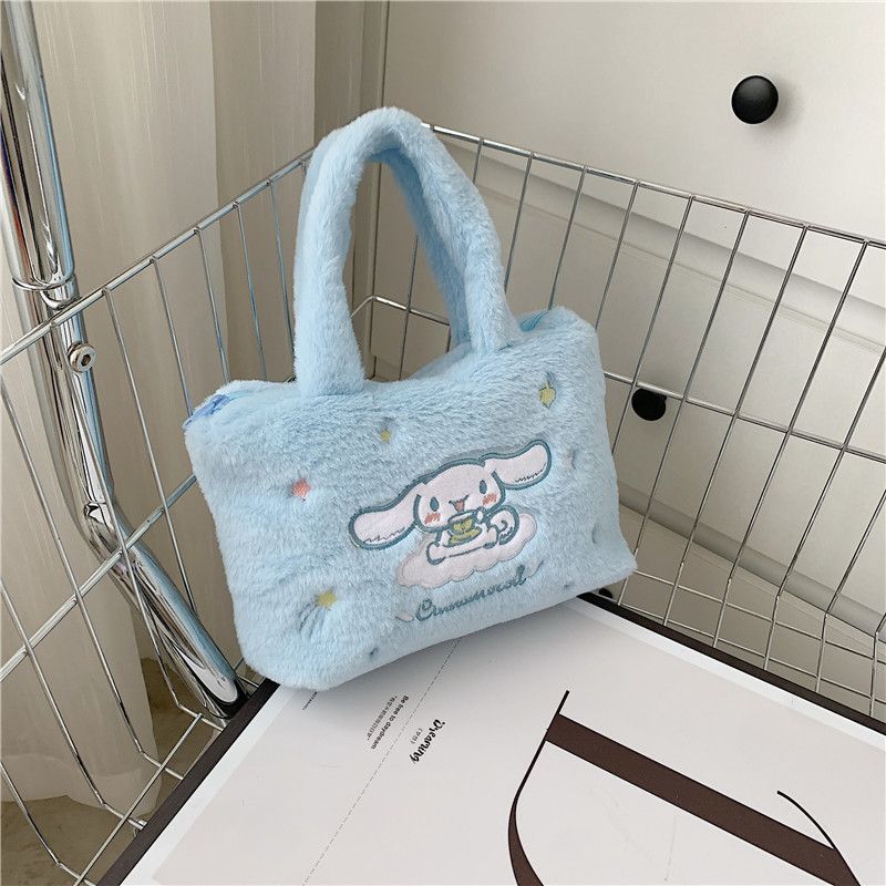 Sanrio Plush Tote Bag Hello Kitten My Melody Kuromi Kawaii Doll Plush Bags Plush Shoulder Bags Girls