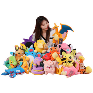 Wholesale Japanese Anime Pokemoned Plush with Tag Pikach Bulbasaur Charizard Eevee Plush Christmas Child Gift