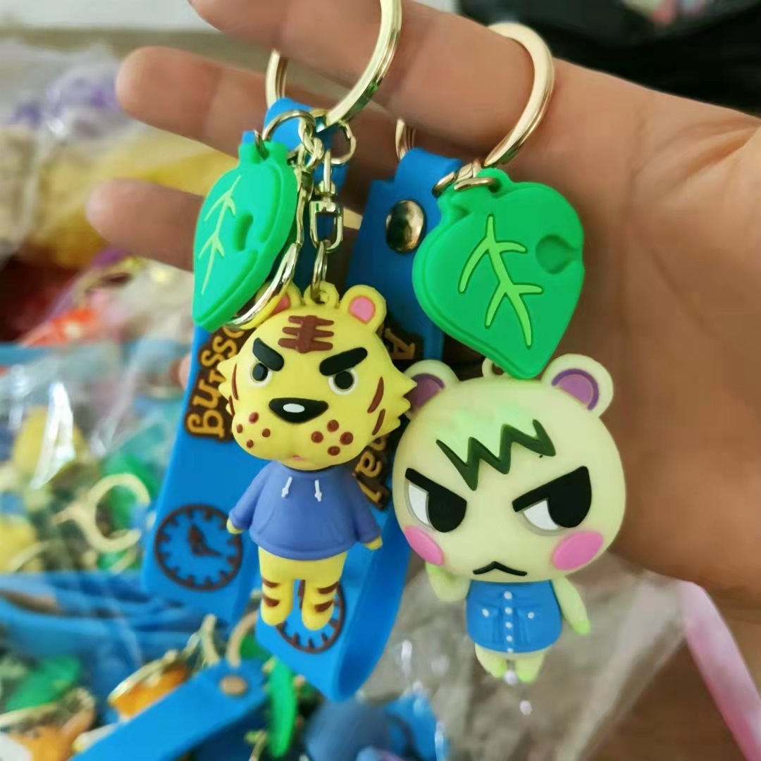 Japan Animal Crossing Silica Gel Keychains Fashion Game Animal Crossing Pendant Keyrings Switch