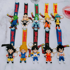 Wholesale Classic Anime Dbz Character Pvc Keyring Charm Pendant Cartoon Goku Rubber Wristband 3D Keychain for Bag Decoration