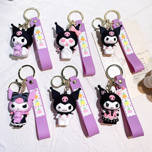 Cute Kuromi Melody Sanrio Keychain Kawaii Cartoon Frog Pudding Dog Penguin Women Bag Pendant Key Chain sanrio wholesale