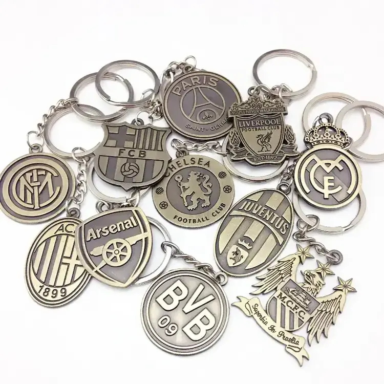 Europe's Football Leagues Club Keychain Soccer Club Logo Bronze Keychain