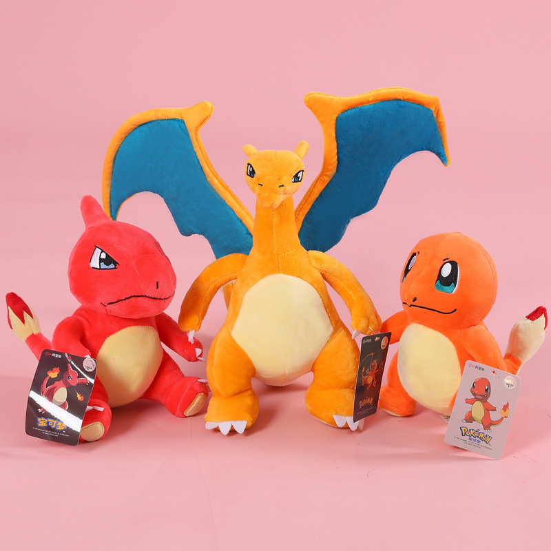 Wholesale Japanese Anime Pokemoned Plush with Tag Pikach Bulbasaur Charizard Eevee Plush Christmas Child Gift