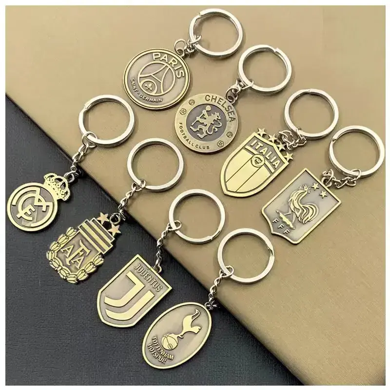 Europe's Football Leagues Club Keychain Soccer Club Logo Bronze Keychain