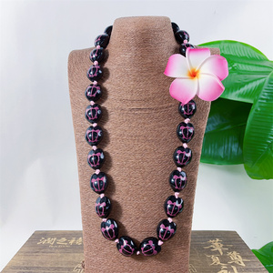 Retail Acrylic Kukui Nut Printed W/Turtle Necklace Lei for Graduation Party DIY Hawaiian Lei Beads for Fashion Jewellery