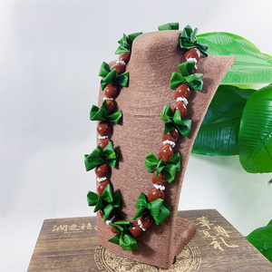 Samoan Artificial Acrylic Kukui Nut Lei Necklace Graduation Cowrie Sea Shell Beads Jewelleries