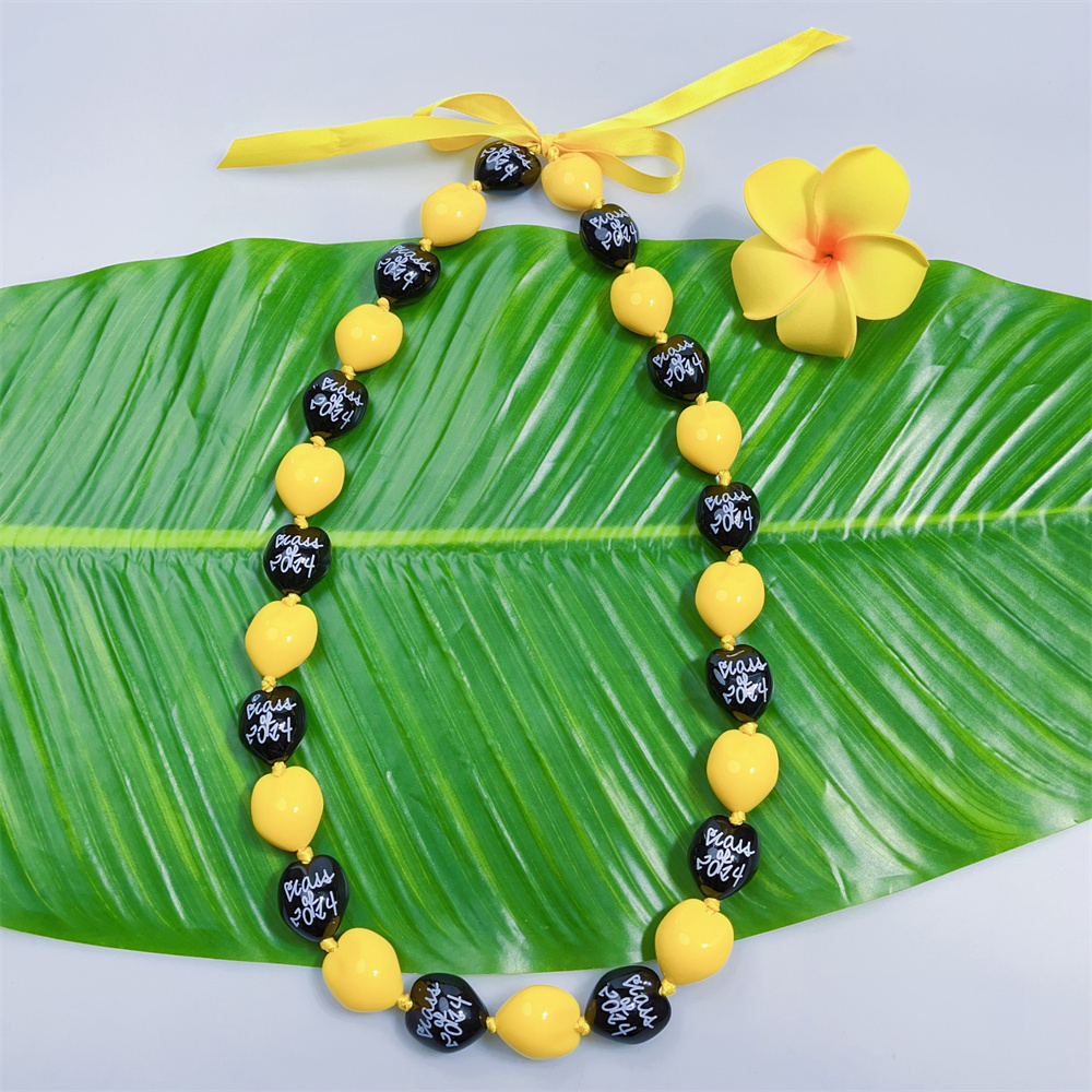 Colorful Acrylic Kukui Nut Necklace Leis for Island Performance Dance Party