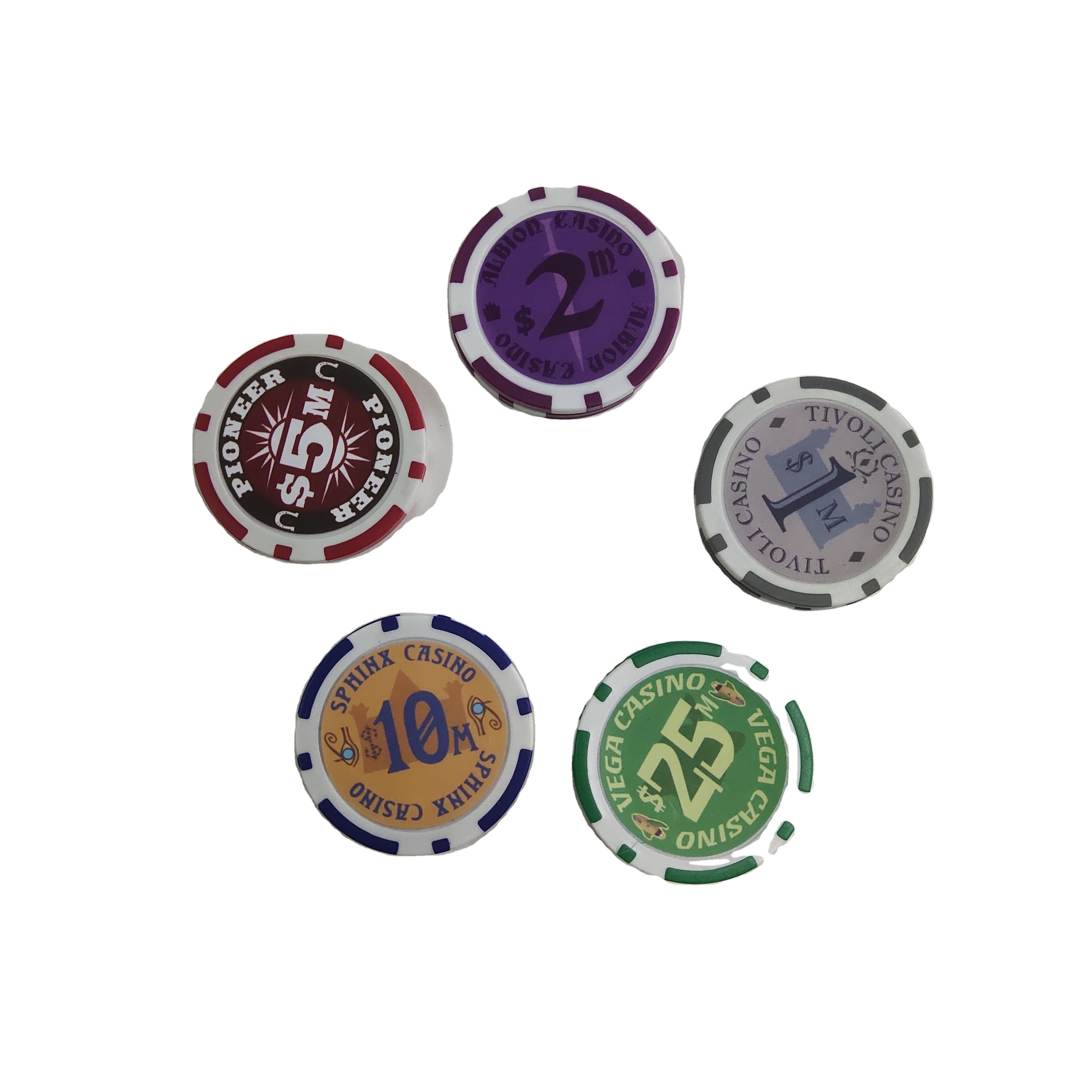 Hot selling style casino quality poker chip custom printed logo numbers