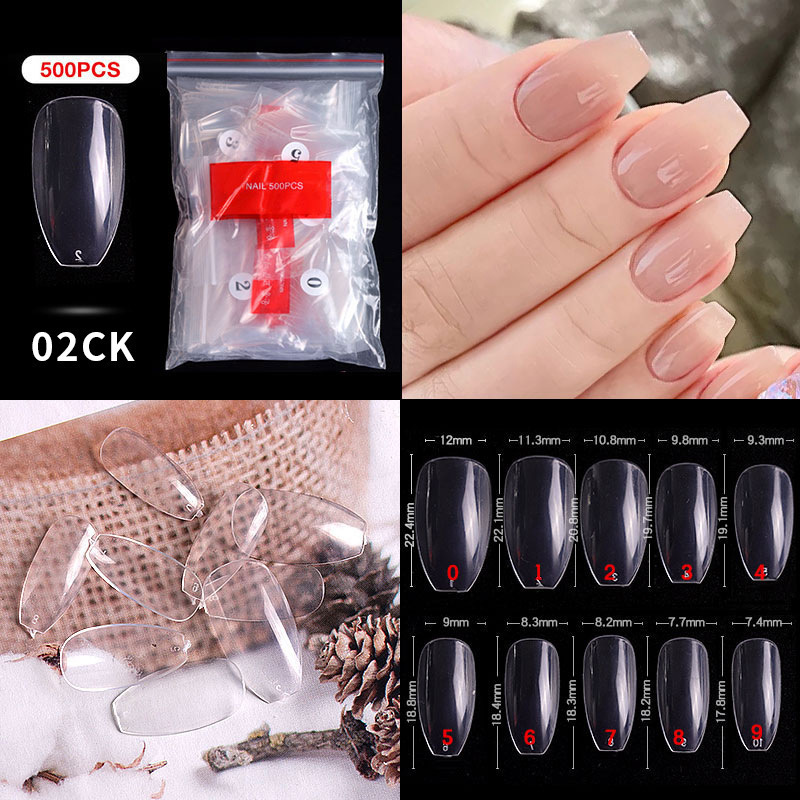 500pcs Pointed Long French Toe Nail Designs Salon Manicure Tips Nail Extension Tips False Acrylic Nails