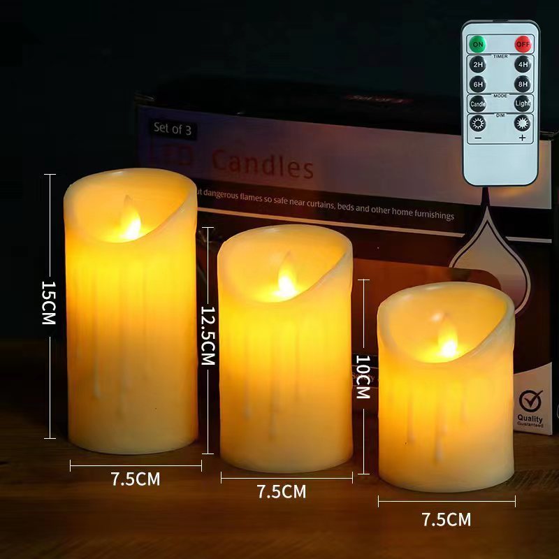 White Light Led Candles Set With Remote candle set,Flameless Candles Waterproof Outdoor lights,Battery remote control flickering