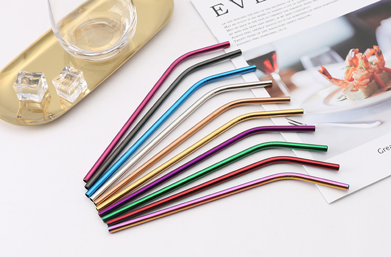 Kylong Wholesale Custom Logo 304 Stainless Steel Metal Straws Reusable Drinking Straws