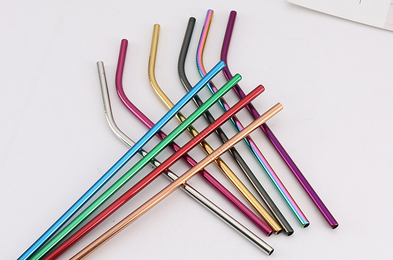 Kylong Wholesale Custom Logo 304 Stainless Steel Metal Straws Reusable Drinking Straws