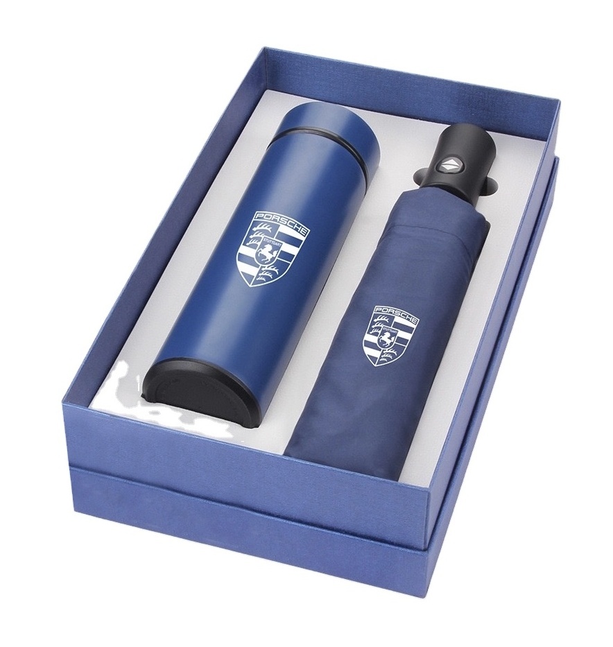 Custom Business Gift Set With Smart Bottle With LED Temperature Display Lid And Umbrella