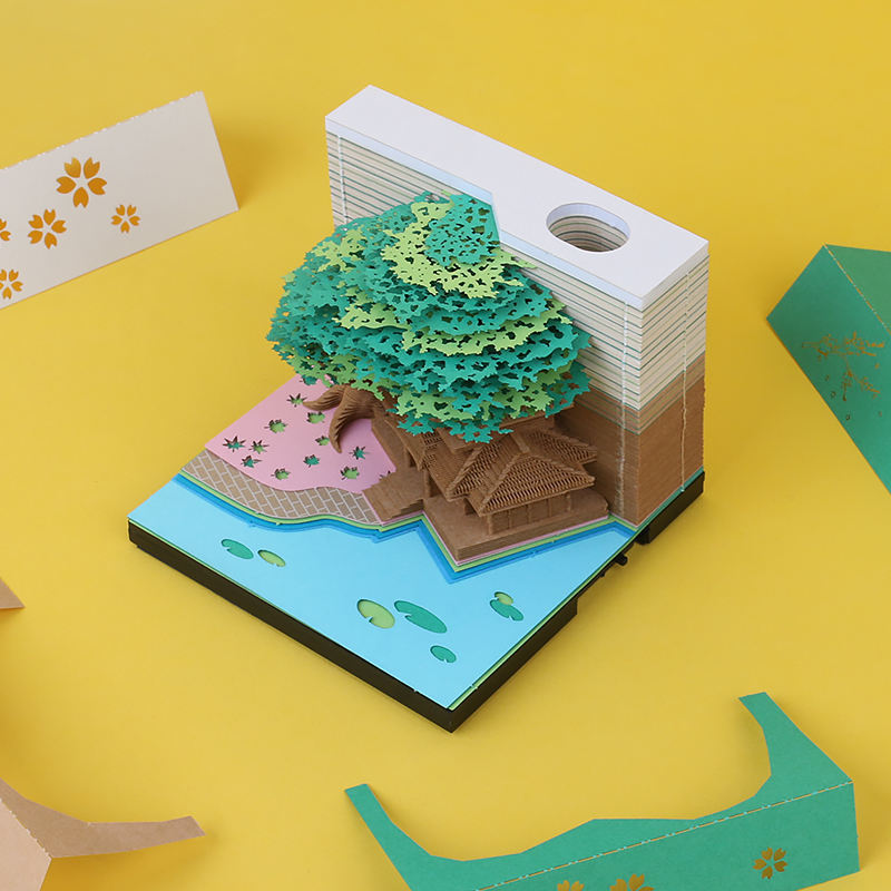 Creative Paper Craft Gift Marriage Tree House Holiday Souvenir 3D Paper Sculpture Art Memo Pad