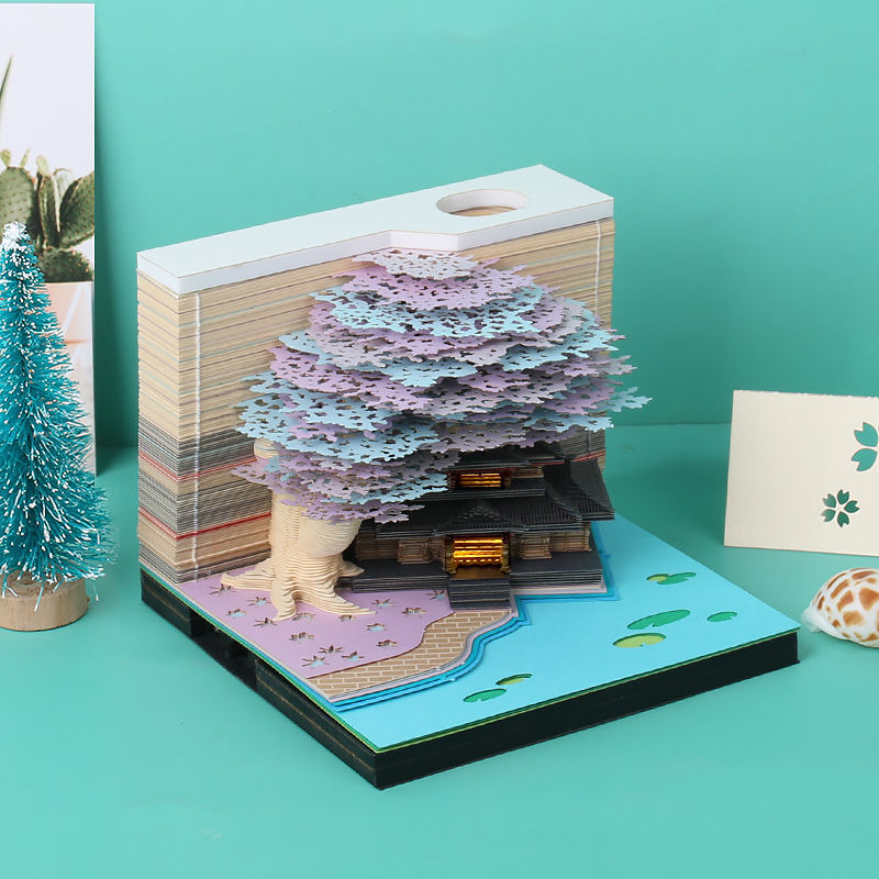 Creative Paper Craft Gift Marriage Tree House Holiday Souvenir 3D Paper Sculpture Art Memo Pad