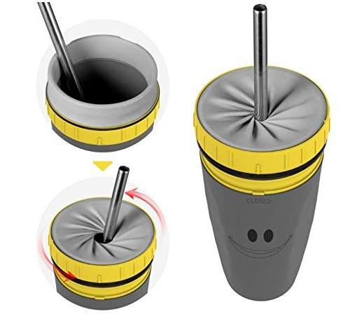 Coverless Non Spill Lidless twist Drink Cup Sippy Cup Student Men and Women Portable Kids Cup with Straw Twist Lock Lid