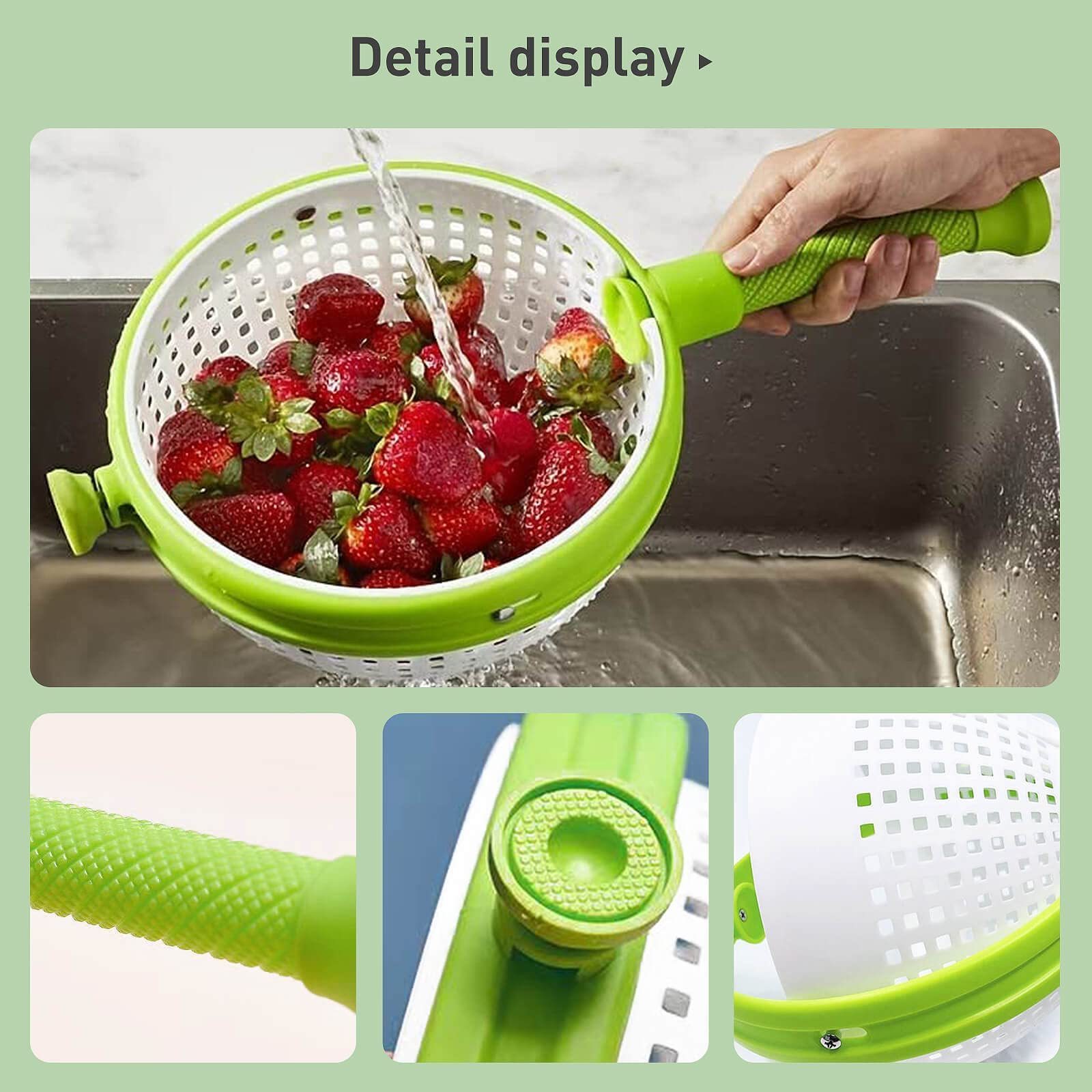 Qabfwe Salad Spinner Fruit Salad Rotator Kitchen Vegetable Washing Filter Basket,Collapsible Compact Vegetable Washer